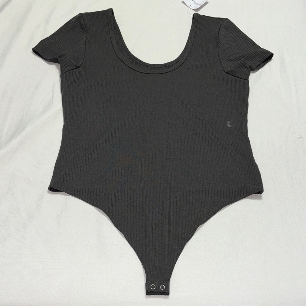 American Eagle Outfitters Dark Gray Ribbed Bodysuit
